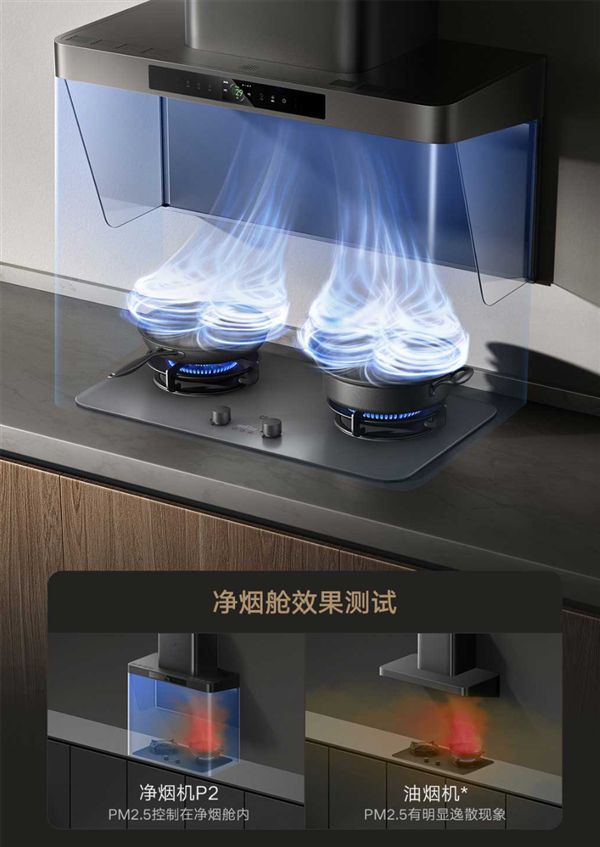 小米全新净烟旗舰！米家智能净烟机P2开售：支持CO、燃气泄露提醒首发3799元(图2)