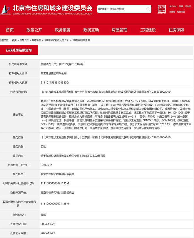 不按照工程设计图纸施工戴工建设集团有限公司连吃两张罚单(图2)